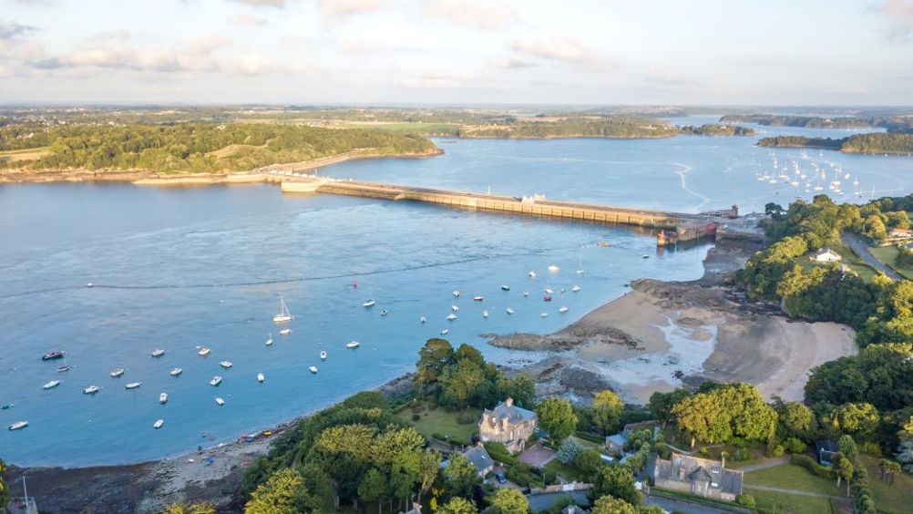 Aerial view on Barrage de la Rance in Brittany