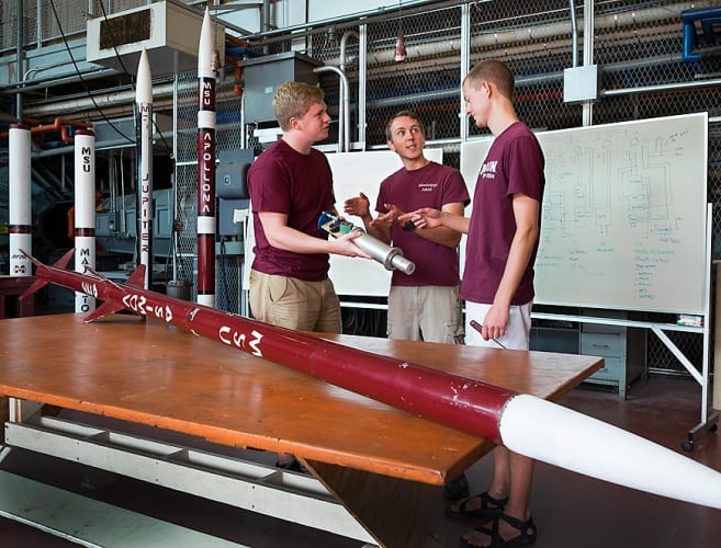 Following a victory in the Intercollegiate Rocket Engineering Competition this summer, the Space Cowboys are trying to build a rocket that will break the world speed record for amateur rockets. 