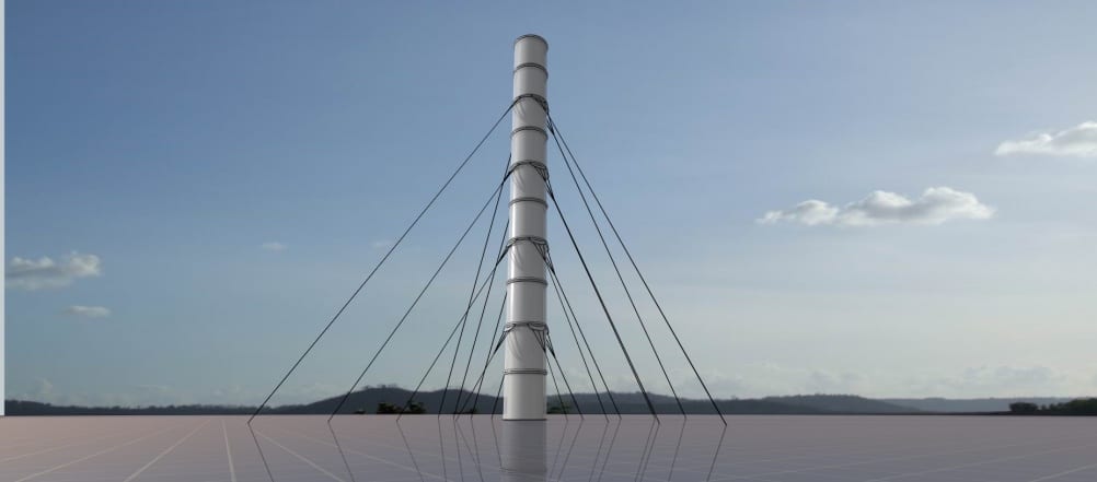 Artist's impress of a suspended solar chimney