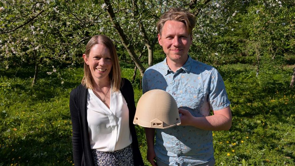 Jenny Roberts and Philip Donkersley with a BeeBox