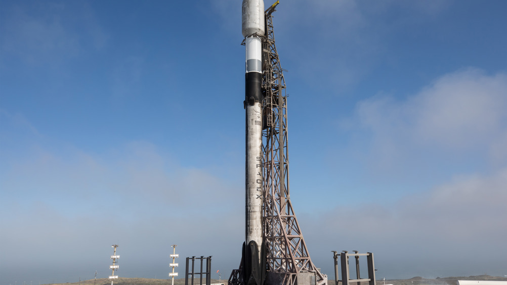 The Falcon 9 rocket with Transporter-14 mission payload on the launchpad