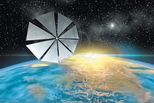 Artists illustration of a solar sail powered spacecraft
