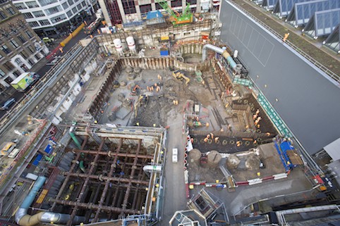 An overhead view of the western ticket hall