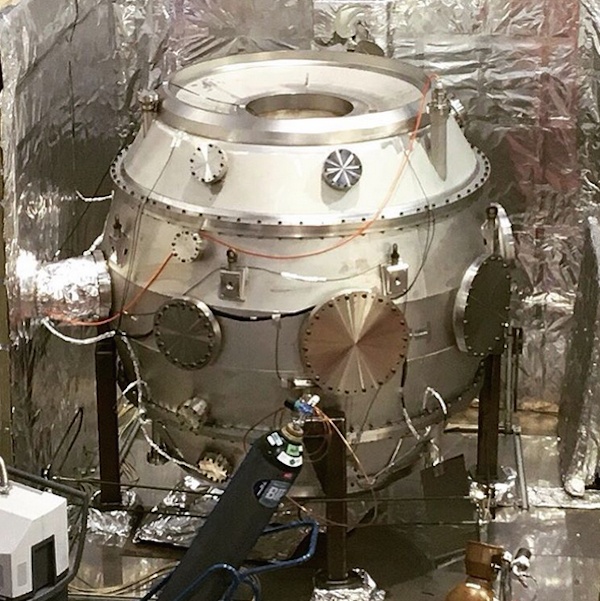 The inner vacuum vessel of the ST40 Tokamak being vacuum tested