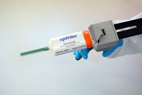 Water white optically clear epoxy adhesive from Intertronics for strong bonds and fast cures