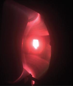 The white-hot limiter glowing in contact with the plasma (Credit: J.S. Hu)