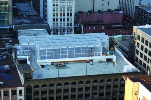 An aerial view of the Vancouver vertical farm
