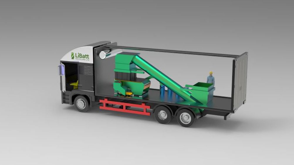 Concept rendering of Recyclus' proposed mobile battery recycling system