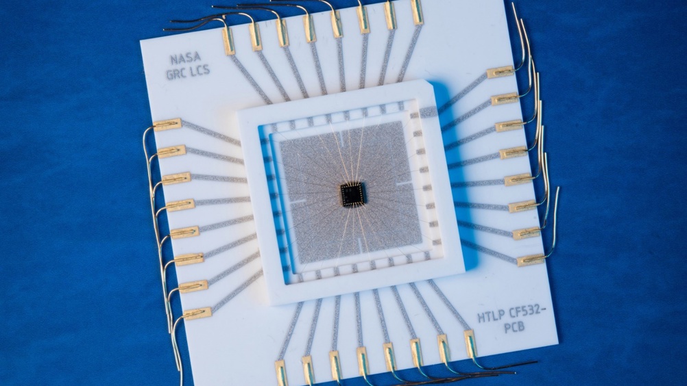 A silicon carbide chip in a high-temperature ceramic package