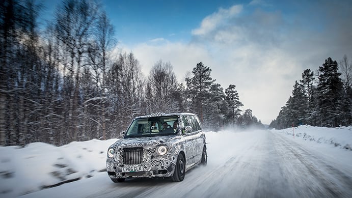 London taxi cold weather test