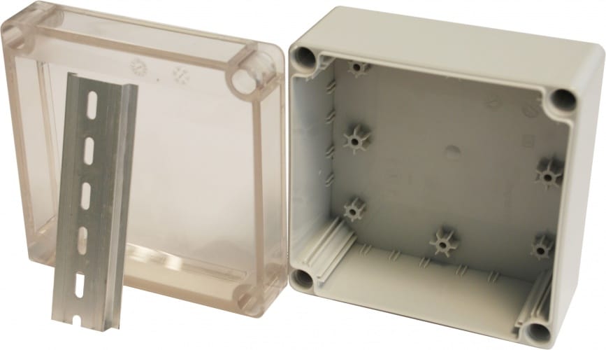 Hylec APL IP 66 DN Junction box 35 mm DIN Rail and Transparent lid