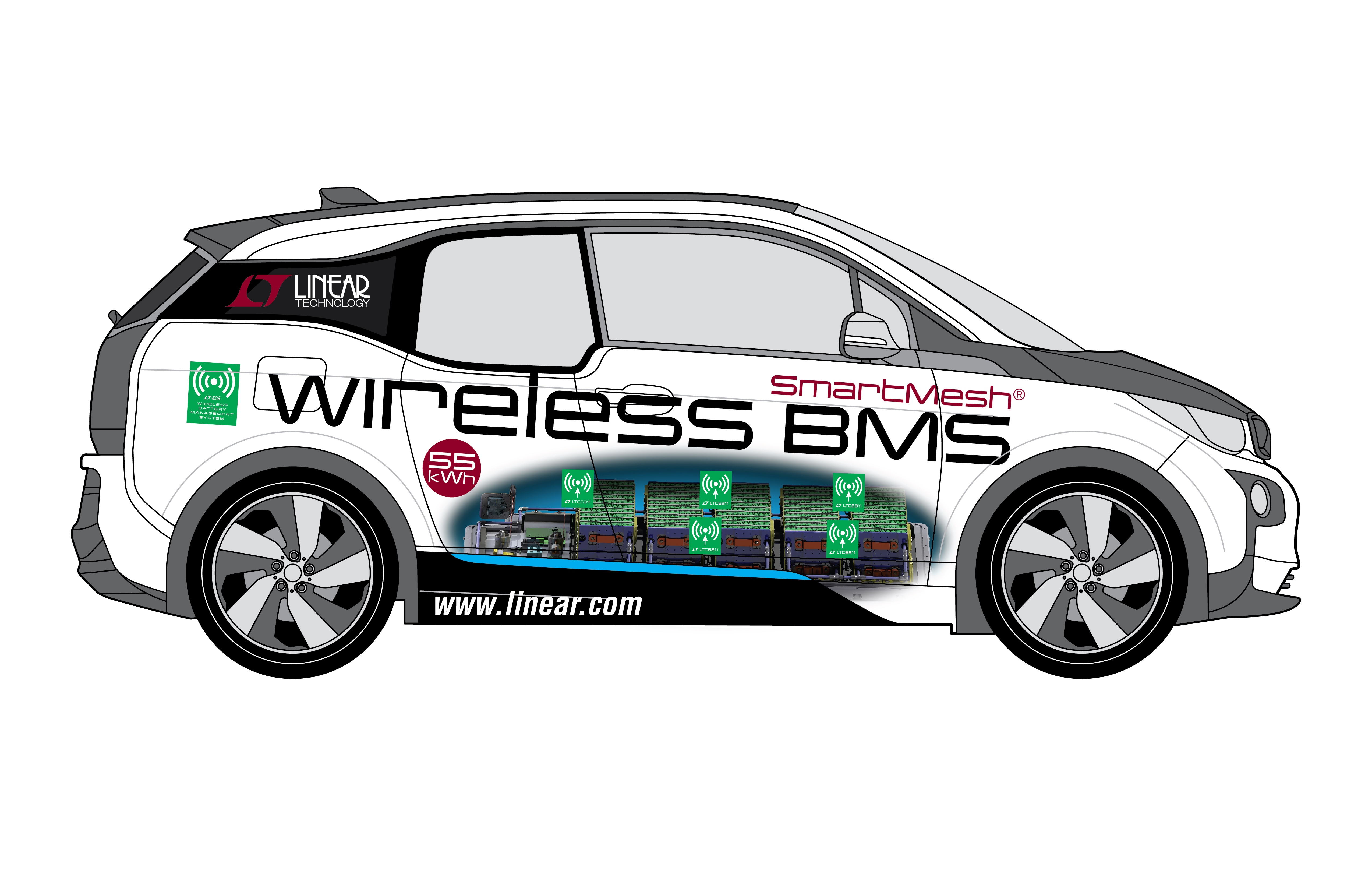 Wireless battery management system aids concept car
