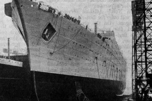  The launch of the Caronia from the Clydebank yard in 1947