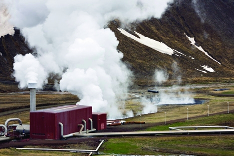 Letting off steam: volcanoes such as Krafla in Iceland are used to produce energy