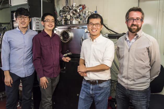 From left, Jongwoo Lim, Yiyang Li, and William Chueh of Stanford/SLAC and David Shapiro of Berkeley Lab (Credit: Paul Mueller)