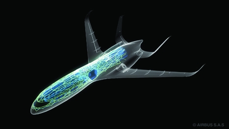 Forward looking: Airbus’s future aircraft configuration includes laminar wings and a tail design to minimise engine noise