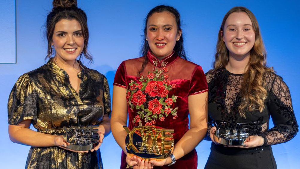 L-R: Natalie Parker, winner of the Women’s Engineering Society (WES) prize, Marisa Kurimbokus, 2024 Young Woman Engineer of the Year, Alexia Williams, winner of the Mary George Memorial Prize for Apprentices
