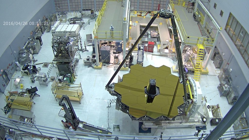 6.5m diameter primary mirror of the James Webb Space Telescope is uncovered for the first time