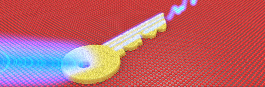 Electronically stimulating an atomically random system, represented above by a key, produces a unique pattern that can be used for authentication or identification