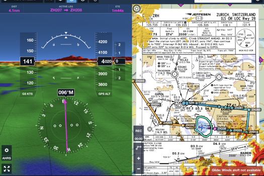 Foreflight splitscreen synthetic vision Jeppesen chart