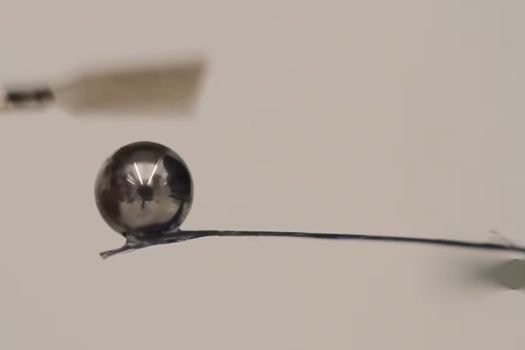 The elasticity of a flexible crystal is assessed with a ball bearing