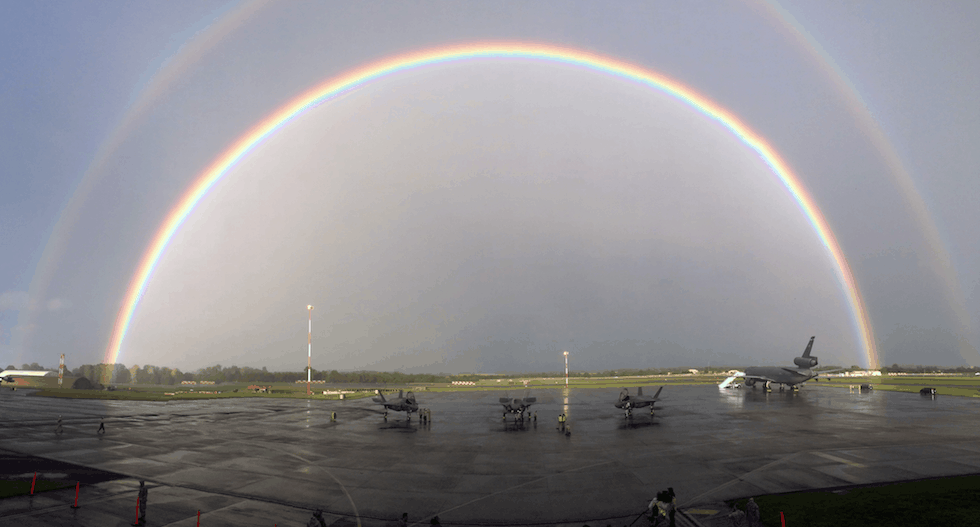 Three F-35B’s at RAF Fairford following the aircraft’s first transatlantic flight