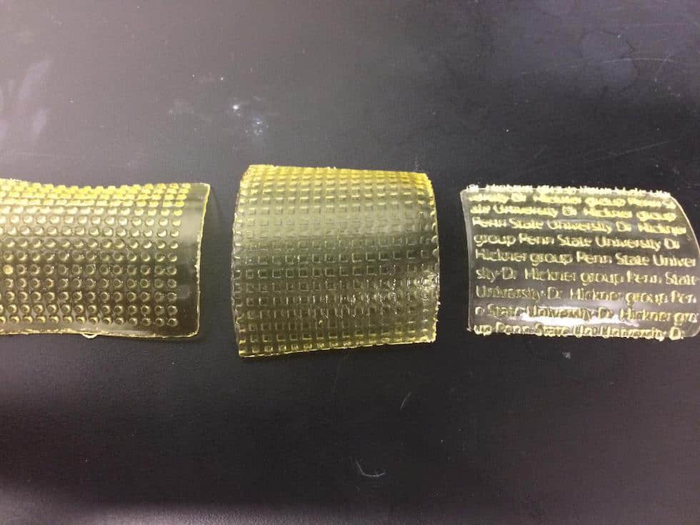 Patterned membranes were created by 3D printing. Credit: Hickner Group/Penn State