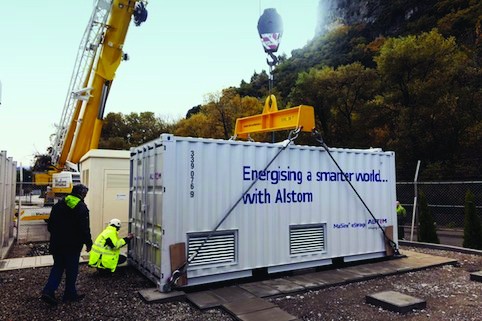 The project uses Saft's shipping-container based megawatt Li-ion battery technology teamed with Alstom's MaxSine 'estorage' converters