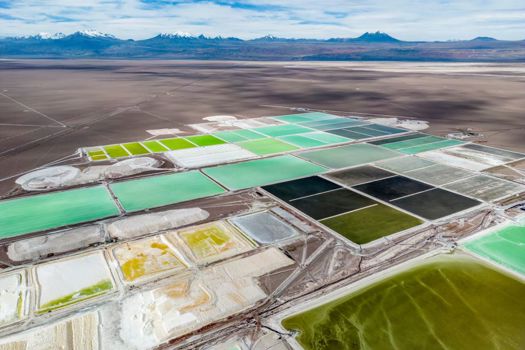 Lithium fields in the Atacama desert in Chile, South America