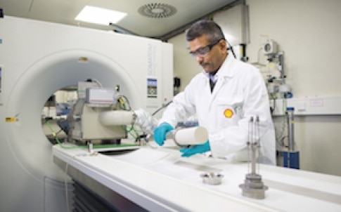 Scanning a core sample with a medical CT scanner