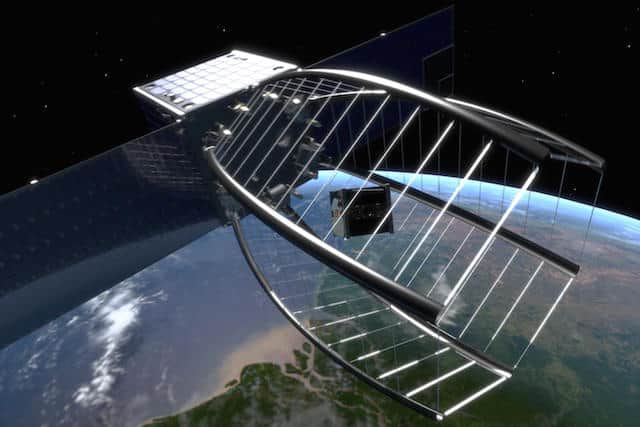EPFL's Clean Space One Project aims to trap a cubesat in a conical net